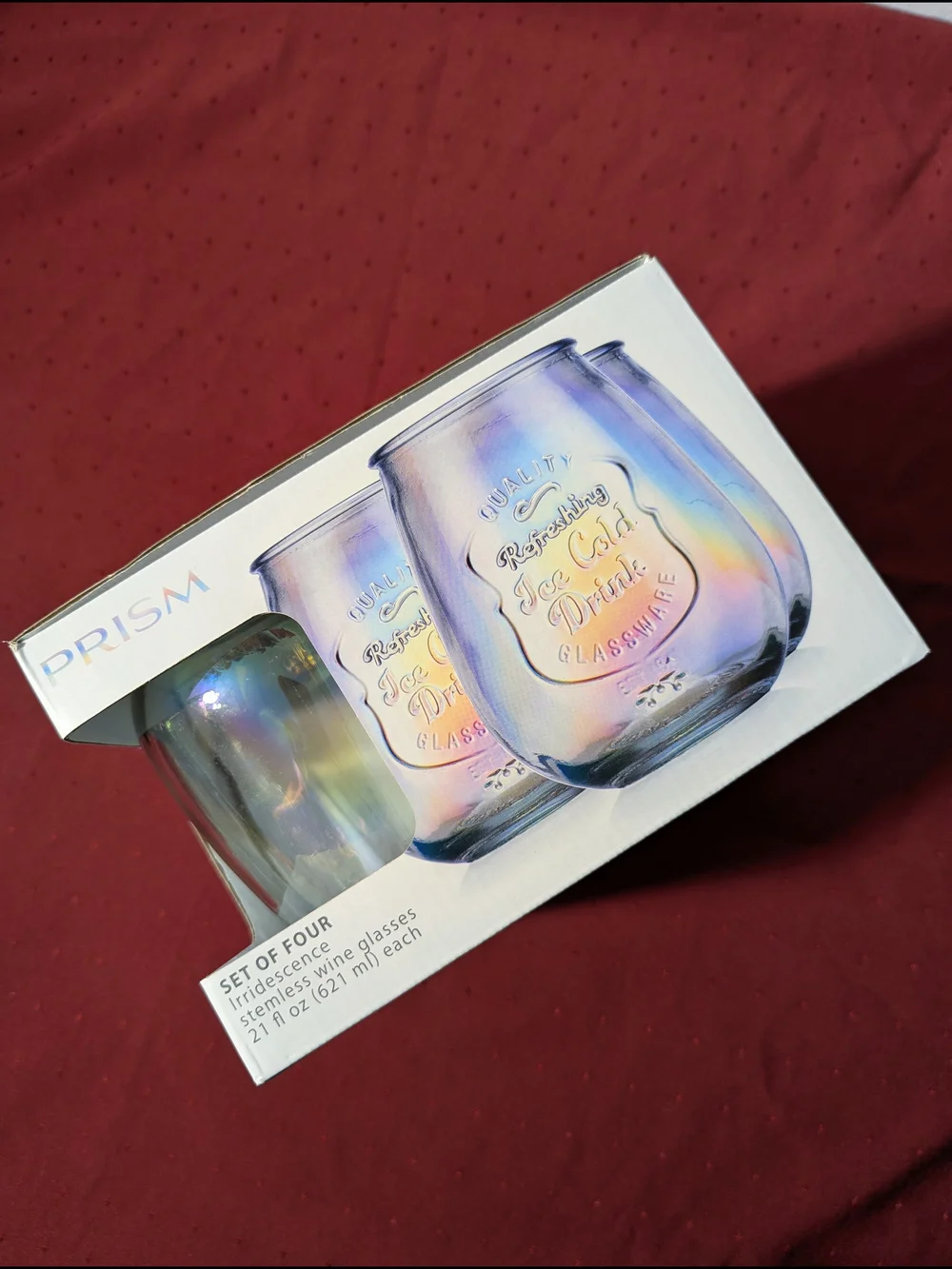 Irridescent Stemless Wine Glasses - Set of 4